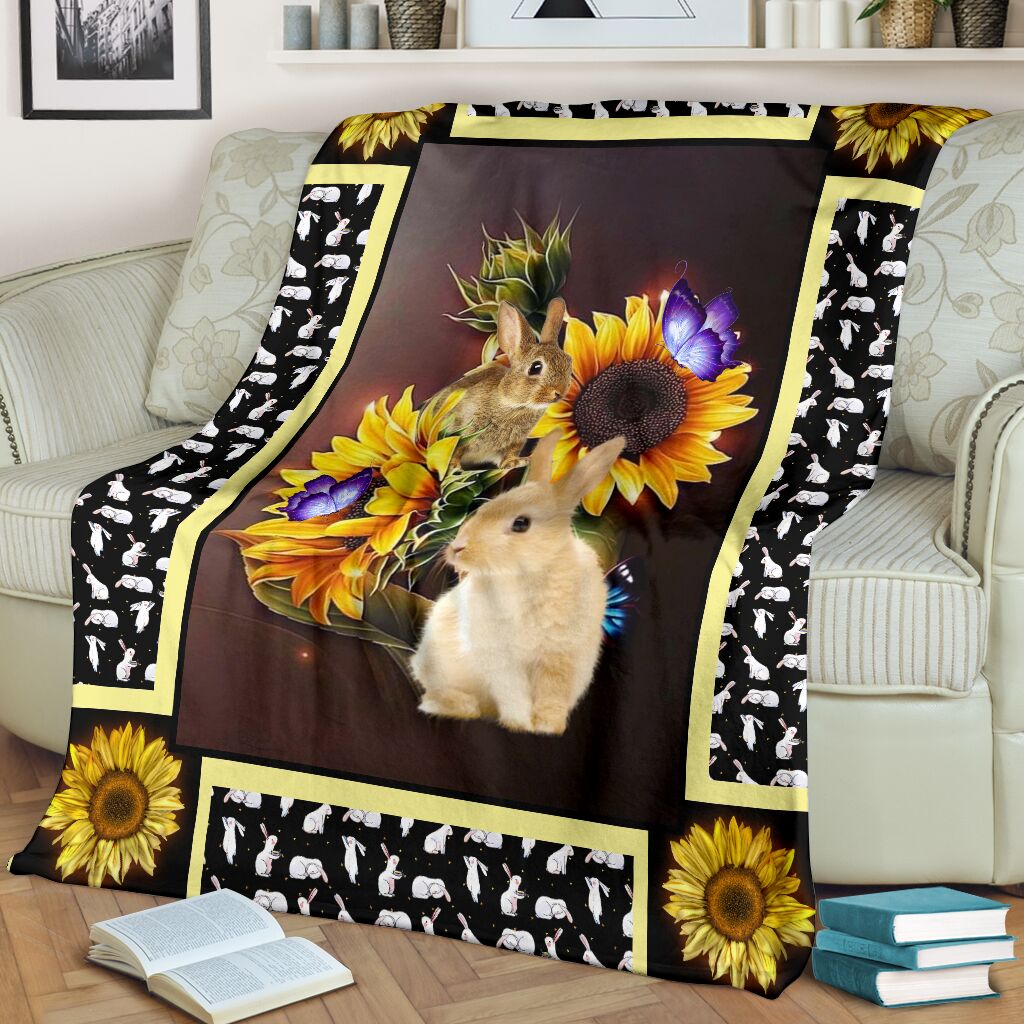 Rabbit Dark Sunflower Fleece Blanket - Quilt Blanket 1598332110718.jpg