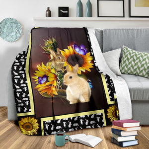 Rabbit Dark Sunflower Fleece Blanket - Quilt Blanket 1598332110843.jpg