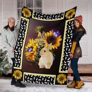 Rabbit Dark Sunflower Fleece Blanket - Quilt Blanket 1598332111143.jpg