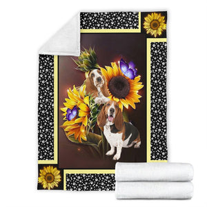 Basset Hound Dark Sunflower Fleece Blanket - Quilt Blanket 1598332112936.jpg