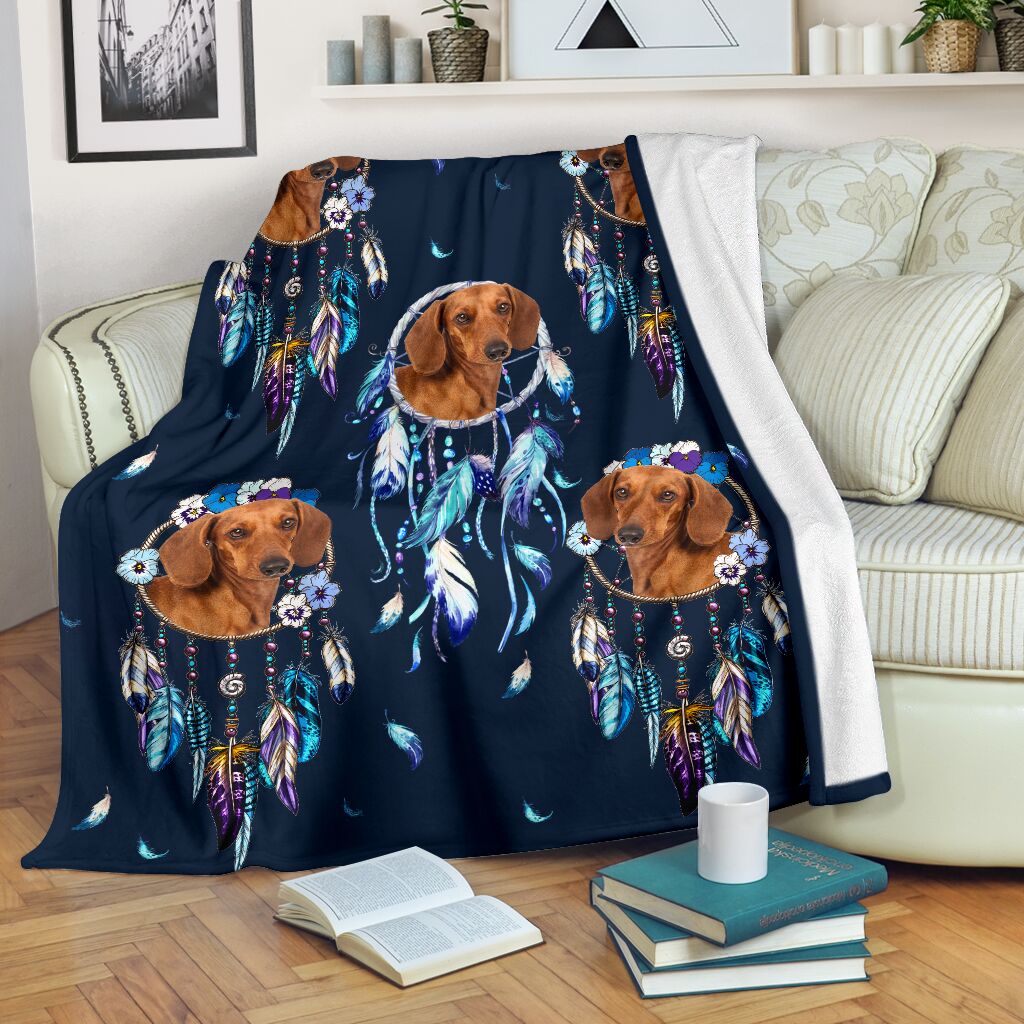 Dachshund Dream Catcher Fleece Blanket - Quilt Blanket 1598332122147.jpg