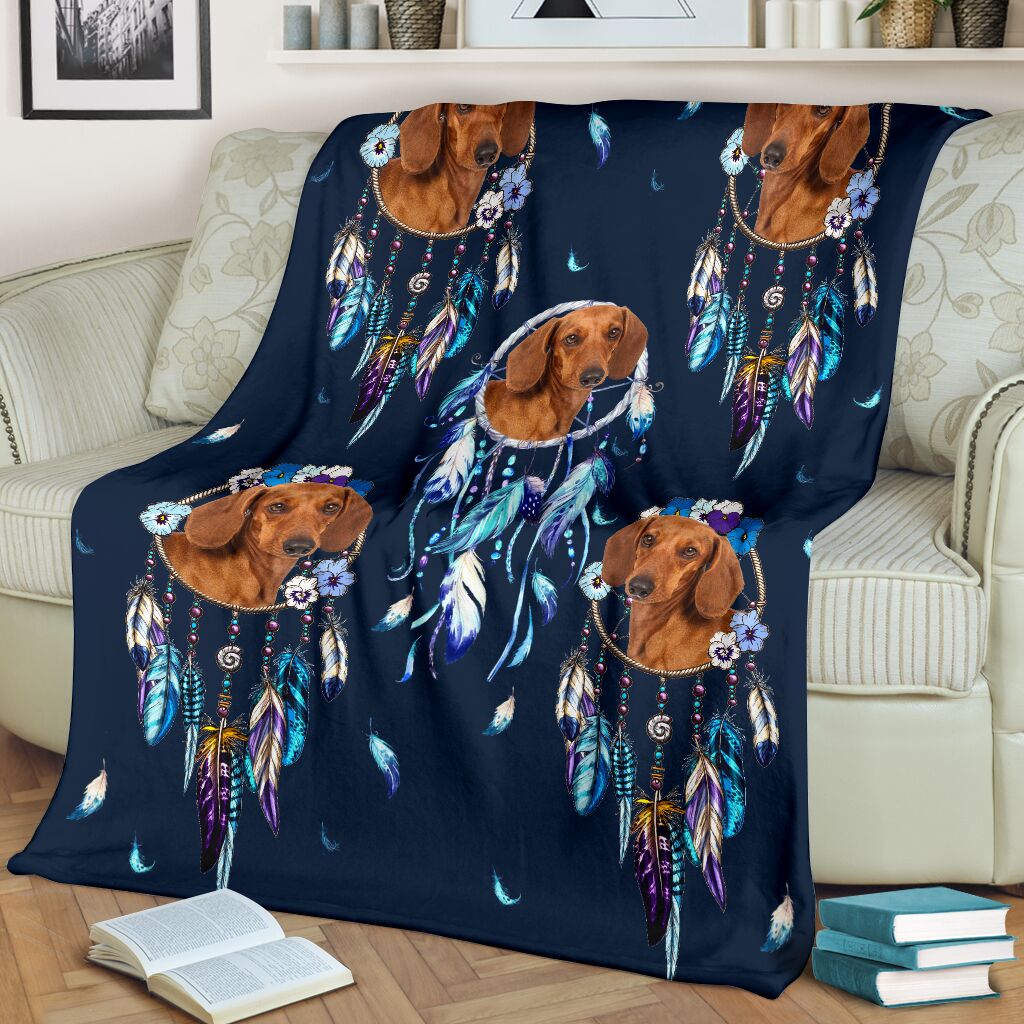 Dachshund Dream Catcher Fleece Blanket - Quilt Blanket 1598332122274.jpg