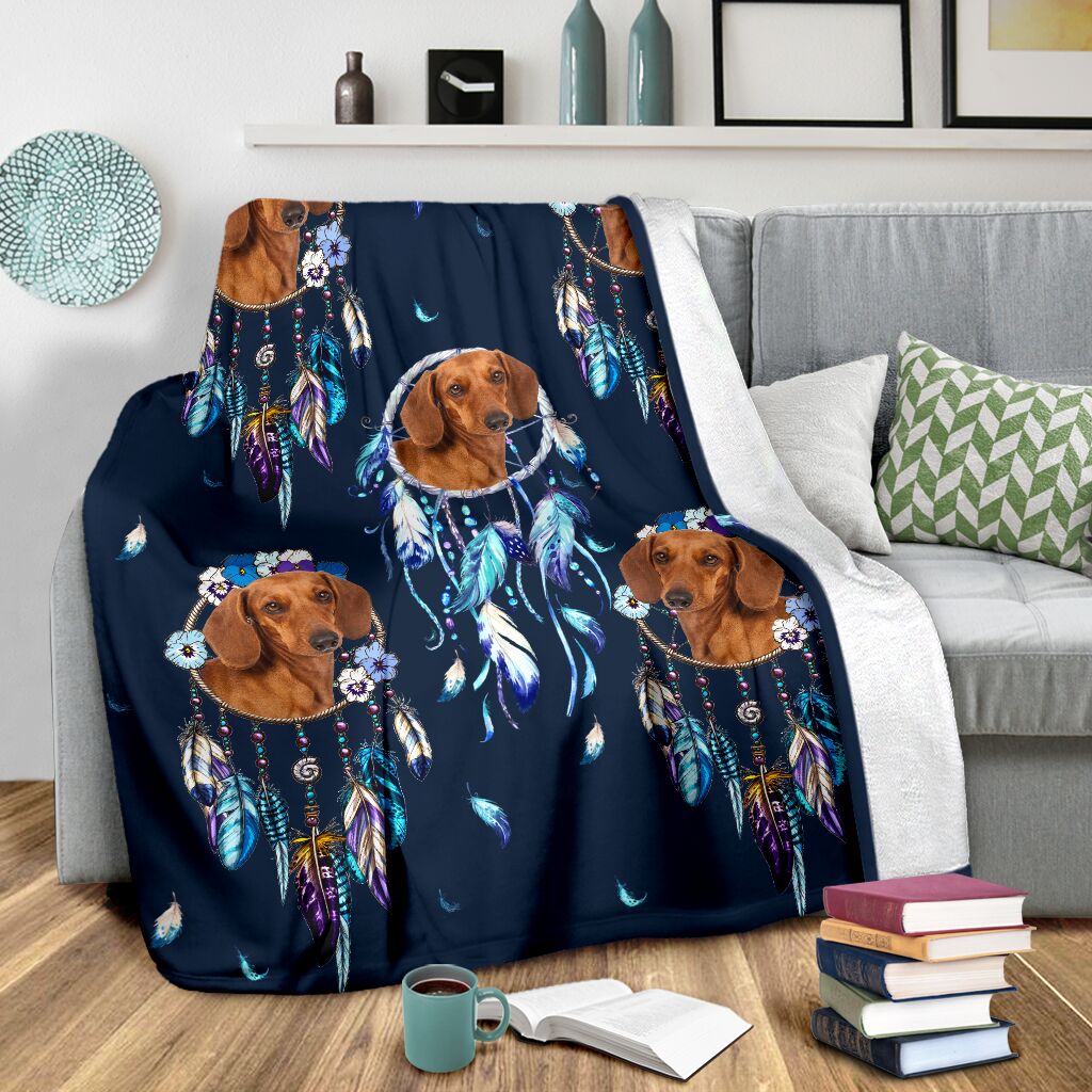 Dachshund Dream Catcher Fleece Blanket - Quilt Blanket 1598332122385.jpg