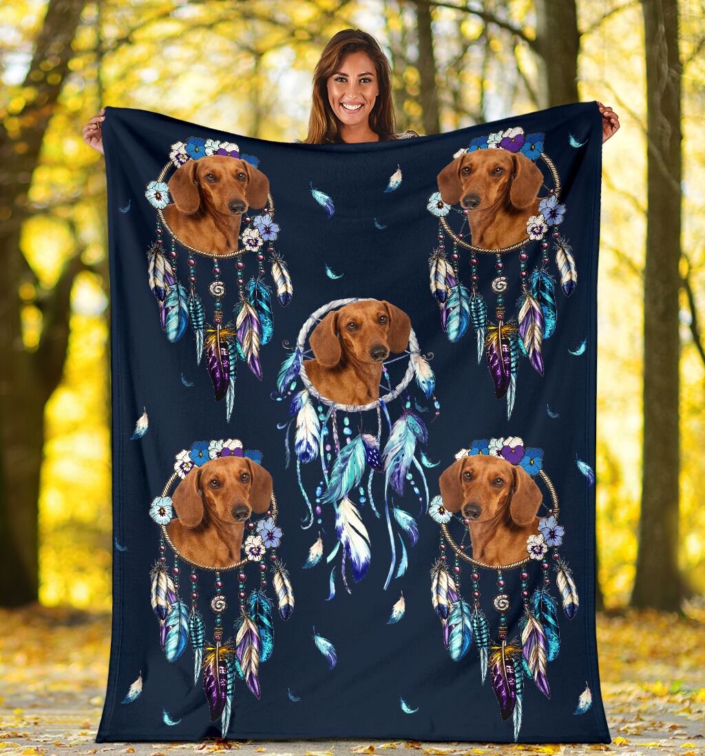Dachshund Dream Catcher Fleece Blanket - Quilt Blanket 1598332122620.jpg