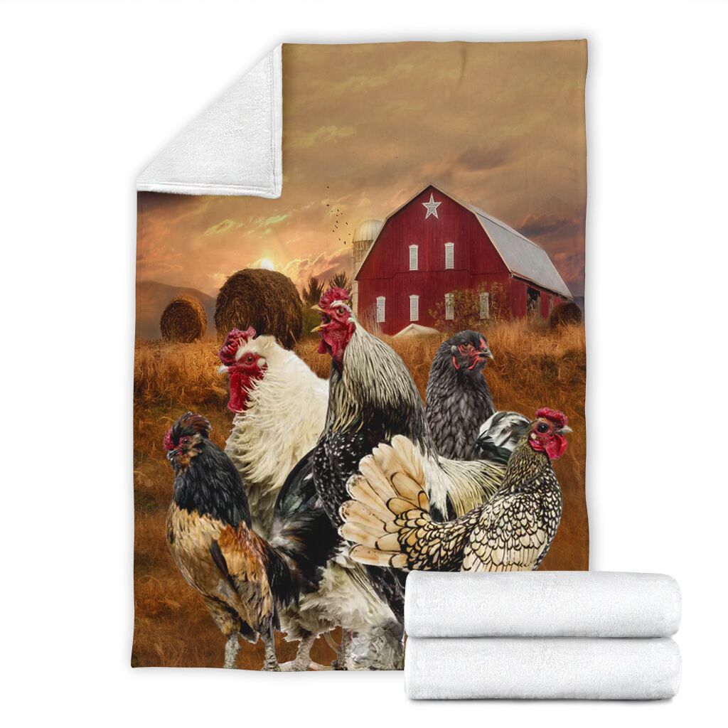 Chicken Farm Sunset Fleece Blanket - Quilt Blanket 1598332124301.jpg