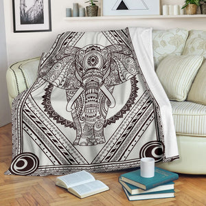 Elephant Blanket, Indian Vintage Pattern Elephant Fleece Blanket 1598332131536.jpg