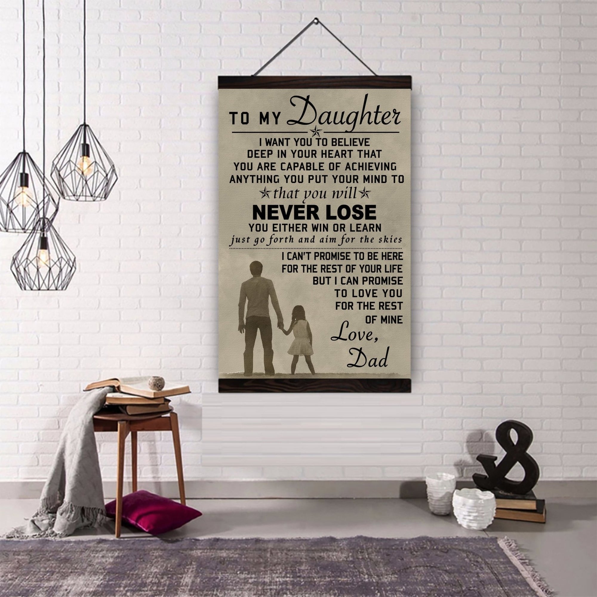 Canvas with the wood frame above to my daughter, love dad wall decor visual art 1598332131924.jpg