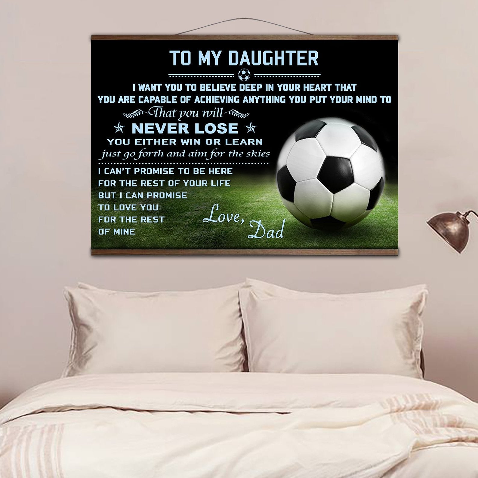 Gift For Daughter Canvas with the wood frame to my daughter Soccer wall decor visual art 1598332136395.jpg