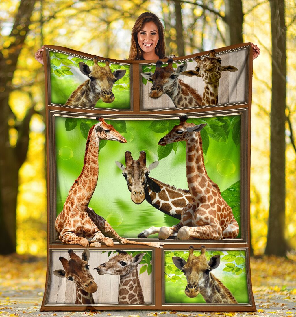 Giraffe Green Window Fleece Blanket - Quilt Blanket 1598332137368.jpg