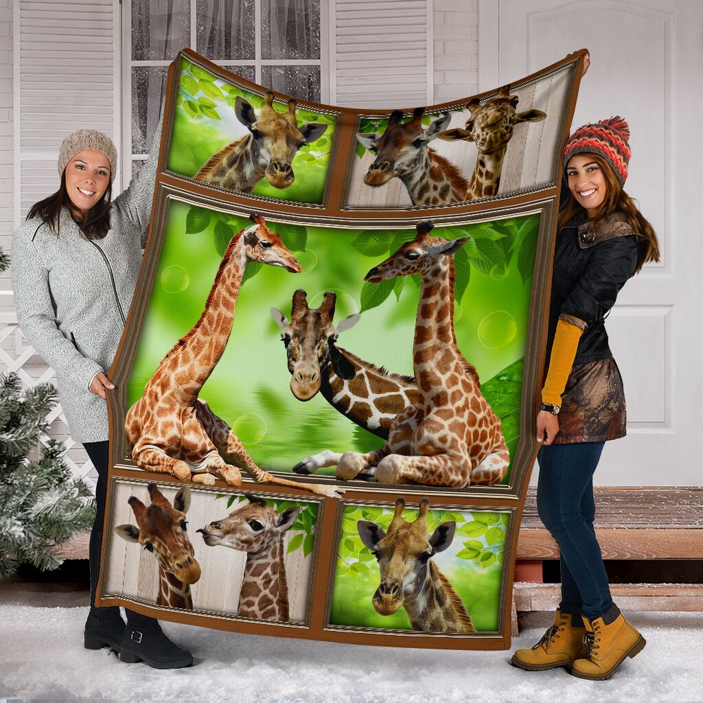 Giraffe Green Window Fleece Blanket - Quilt Blanket 1598332137945.jpg