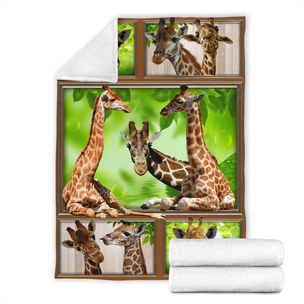 Giraffe Green Window Fleece Blanket - Quilt Blanket 1598332138611.jpg