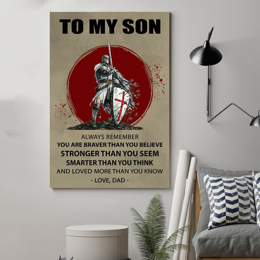 Knight templar Canvas Dad to son You are braver wall decor visual art 1598332139626.jpg