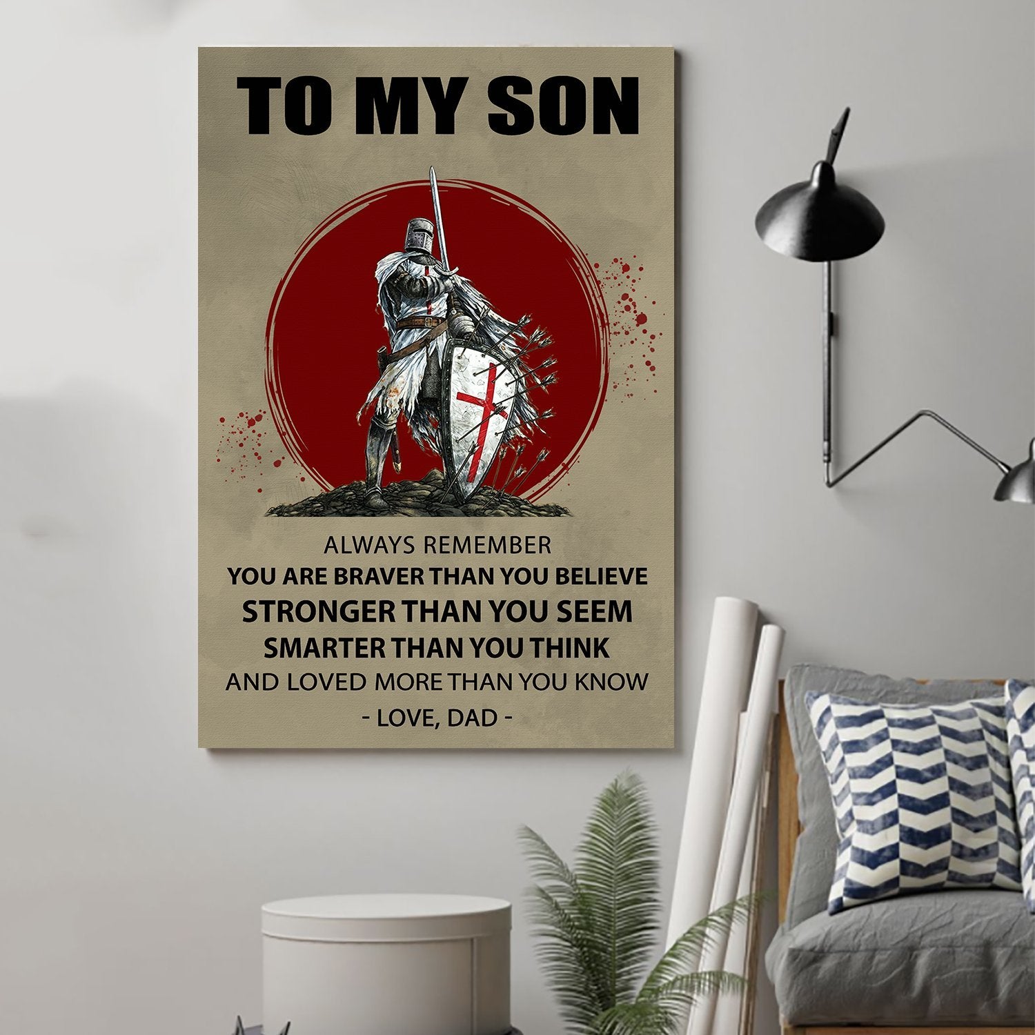 Knight templar Canvas Dad to son You are braver wall decor visual art 1598332139626.jpg