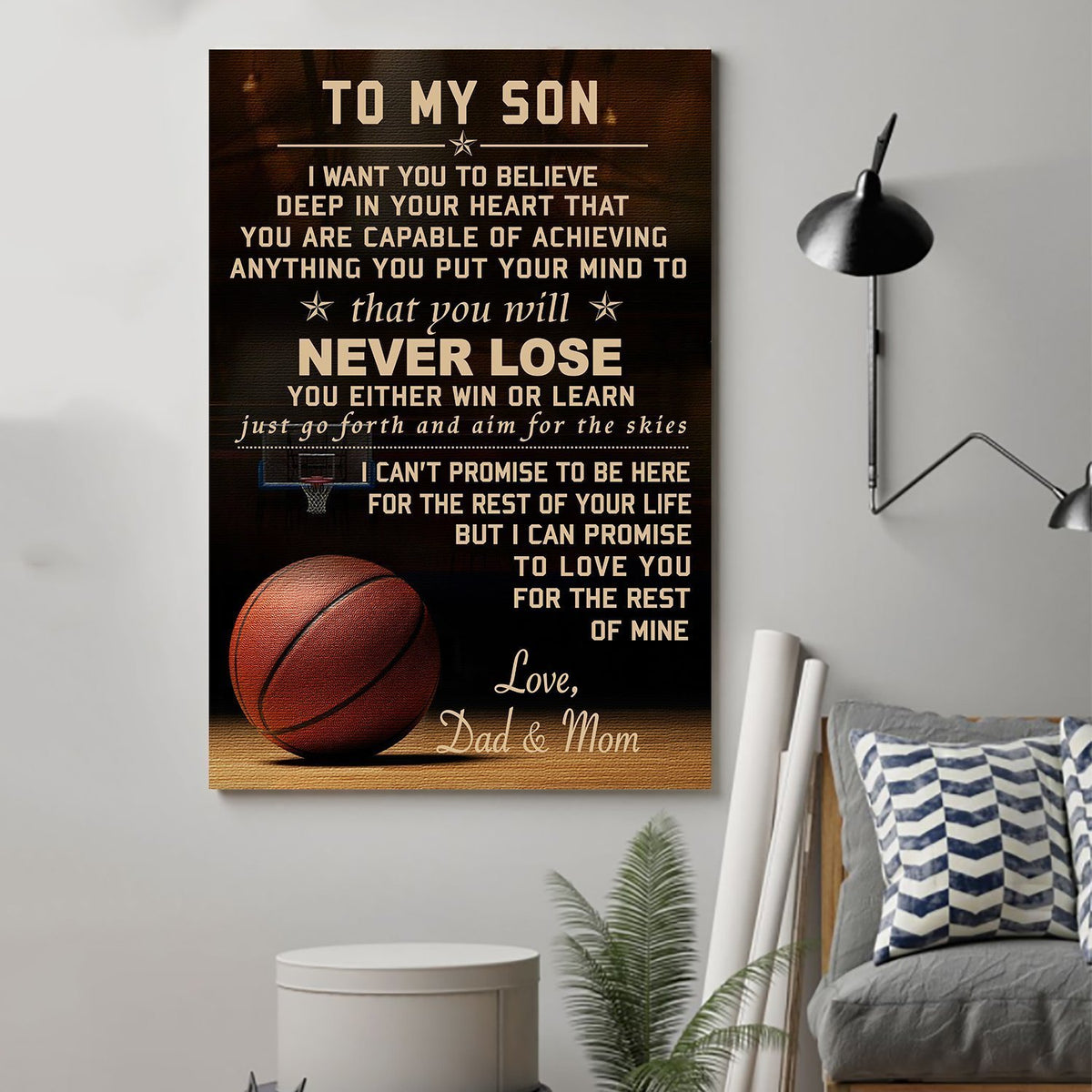 Gift For Son Canvas Basketball Dad and Mom to Son Never Lose wall decor visual art 1598332148083.jpg