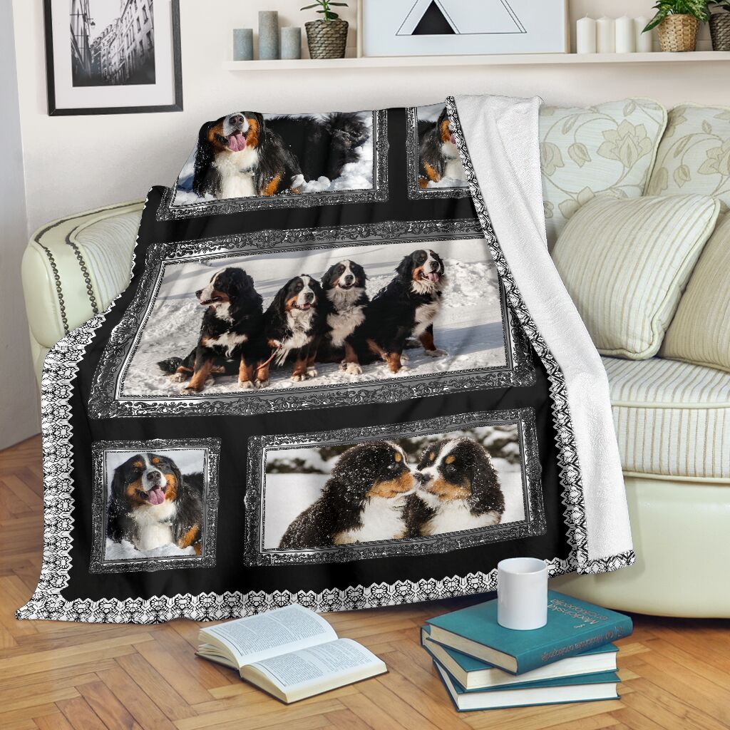 Bernese Mountain Snow Cute Fleece Blanket - Quilt Blanket 1598332148356.jpg