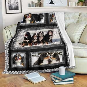 Bernese Mountain Snow Cute Fleece Blanket - Quilt Blanket 1598332148356.jpg
