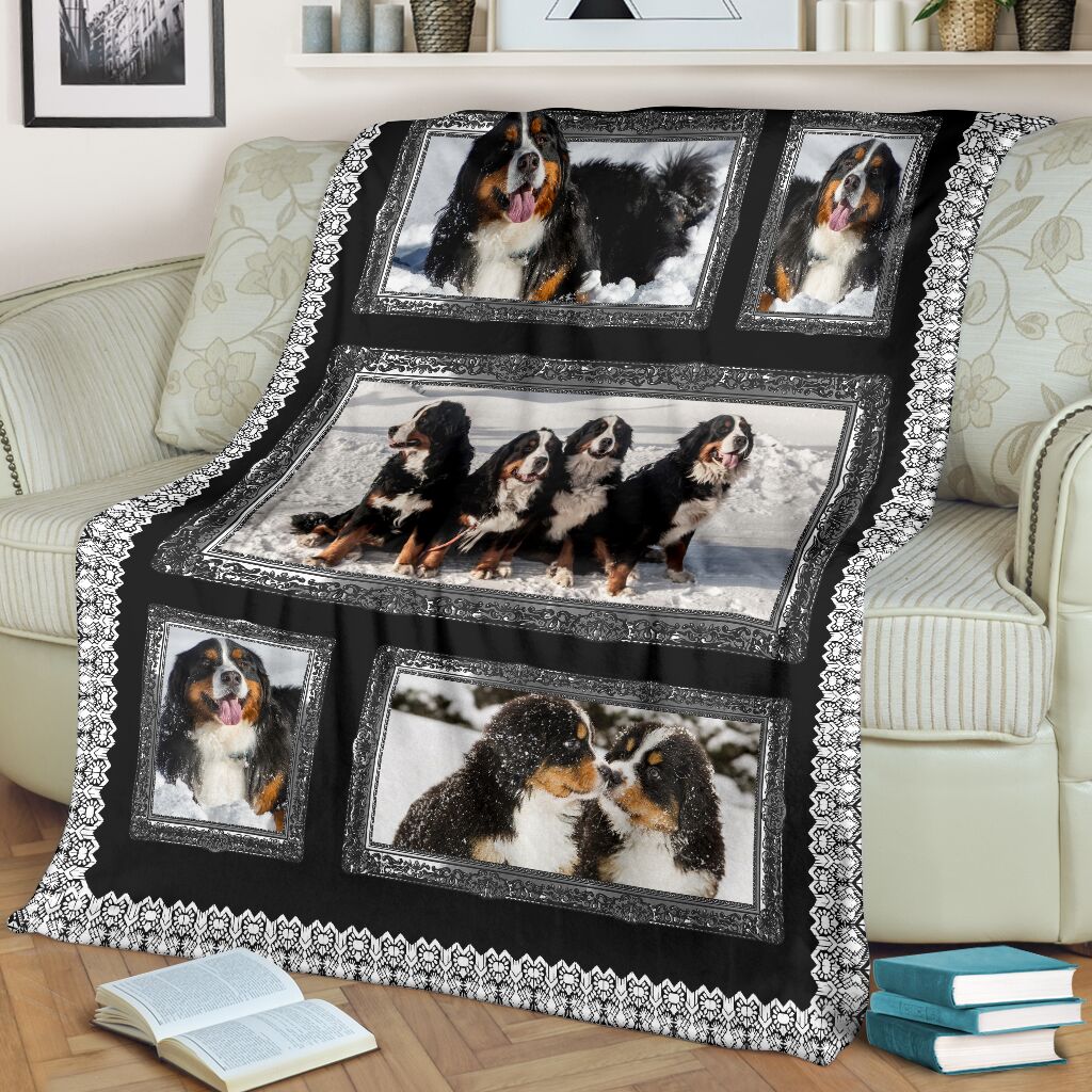 Bernese Mountain Snow Cute Fleece Blanket - Quilt Blanket 1598332148435.jpg