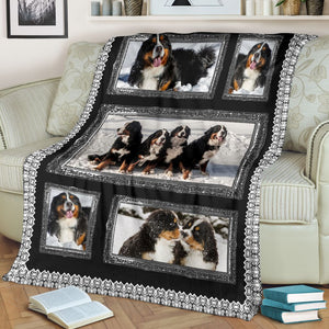 Bernese Mountain Snow Cute Fleece Blanket - Quilt Blanket 1598332148435.jpg