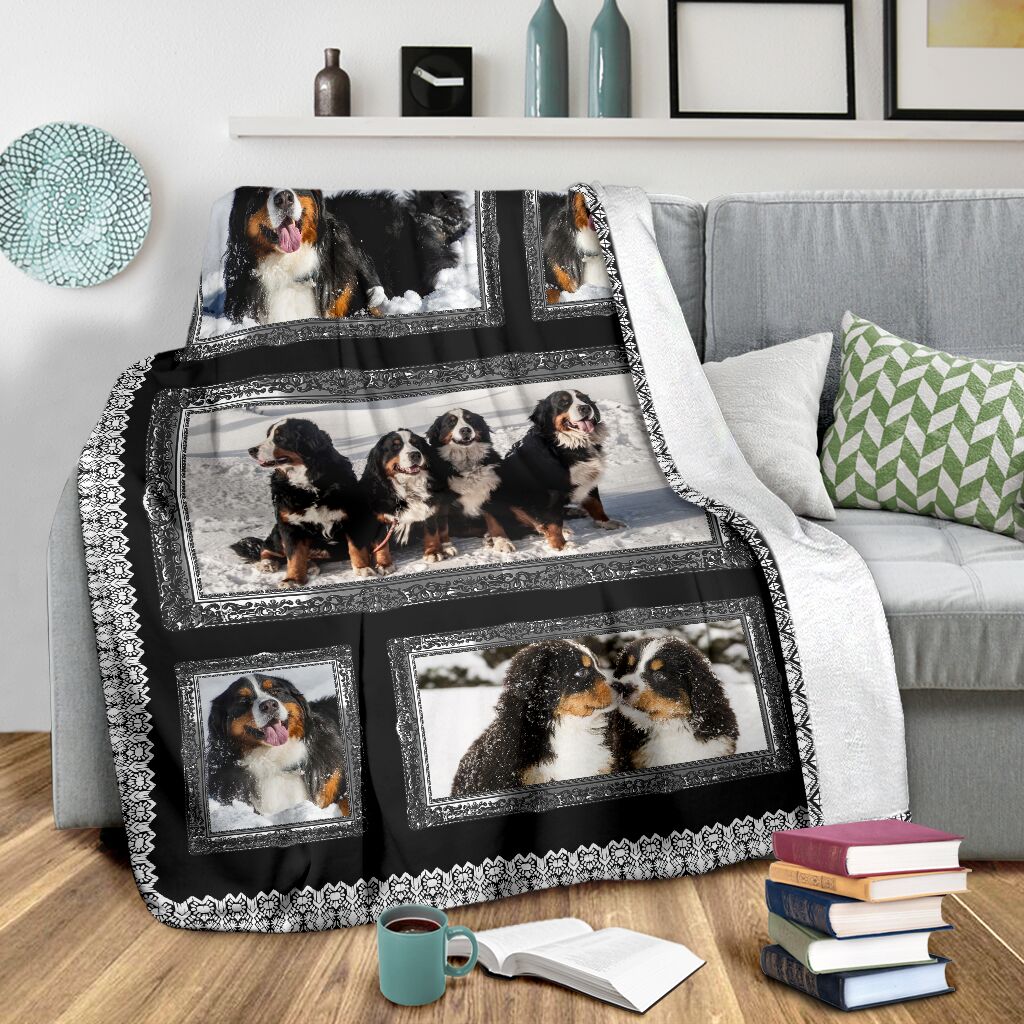 Bernese Mountain Snow Cute Fleece Blanket - Quilt Blanket 1598332148530.jpg