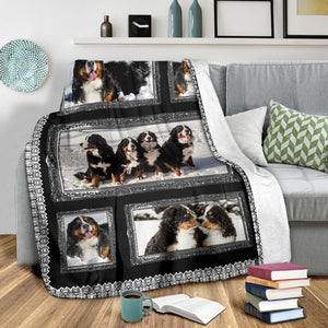 Bernese Mountain Snow Cute Fleece Blanket - Quilt Blanket 1598332148530.jpg