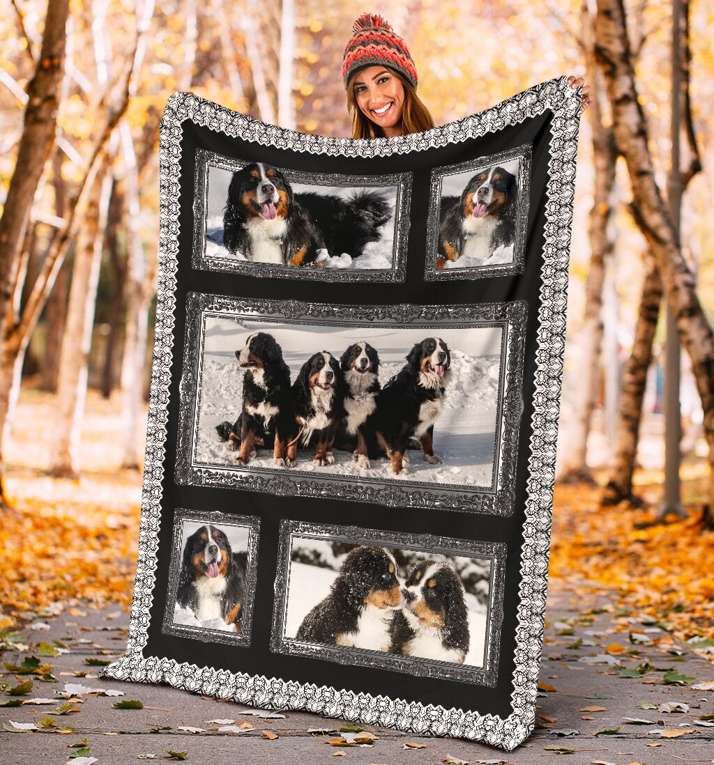 Bernese Mountain Snow Cute Fleece Blanket - Quilt Blanket 1598332148664.jpg