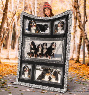 Bernese Mountain Snow Cute Fleece Blanket - Quilt Blanket 1598332148664.jpg