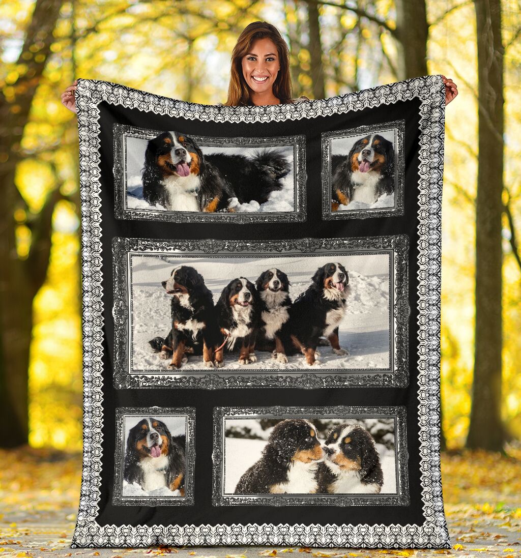 Bernese Mountain Snow Cute Fleece Blanket - Quilt Blanket 1598332148771.jpg