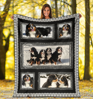 Bernese Mountain Snow Cute Fleece Blanket - Quilt Blanket 1598332148771.jpg