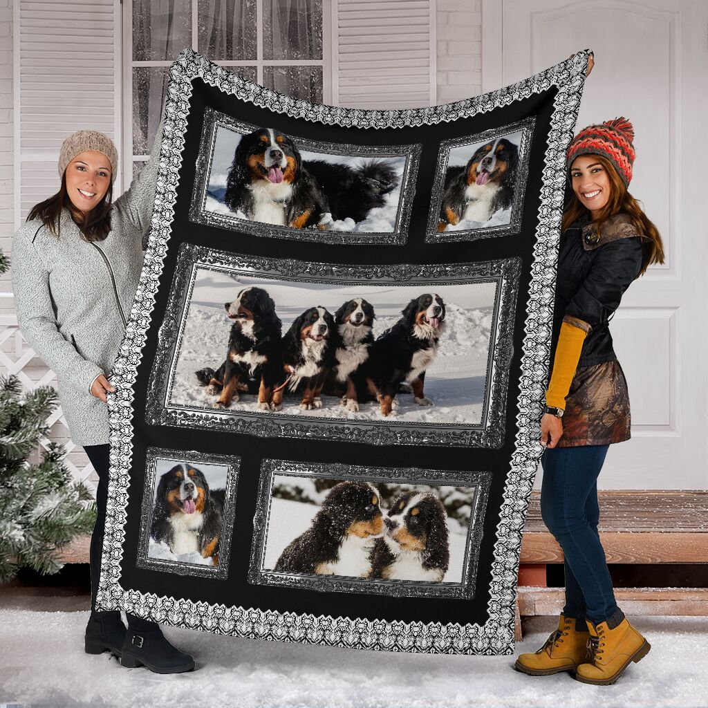 Bernese Mountain Snow Cute Fleece Blanket - Quilt Blanket 1598332148853.jpg