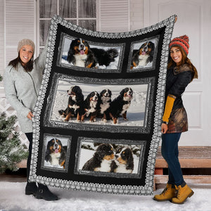 Bernese Mountain Snow Cute Fleece Blanket - Quilt Blanket 1598332148853.jpg