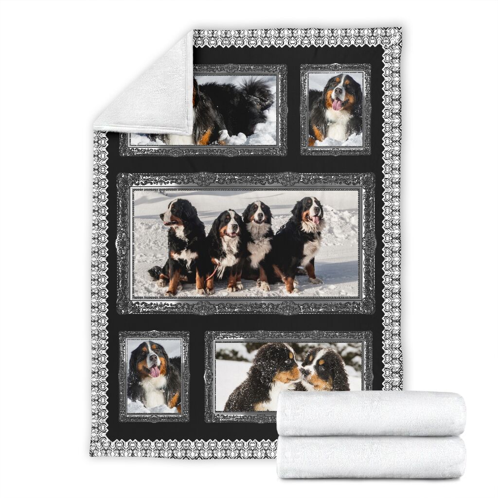 Bernese Mountain Snow Cute Fleece Blanket - Quilt Blanket 1598332148922.jpg