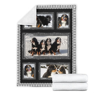 Bernese Mountain Snow Cute Fleece Blanket - Quilt Blanket 1598332148922.jpg
