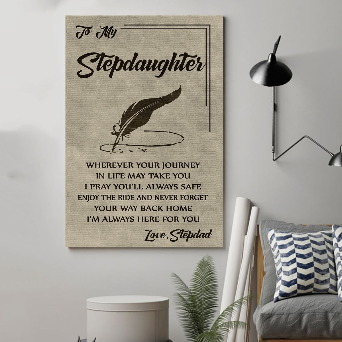Gift For Daughter Canvas Stepdad to stepdaughter wherever your journey wall decor visual art 1598332151855.jpg