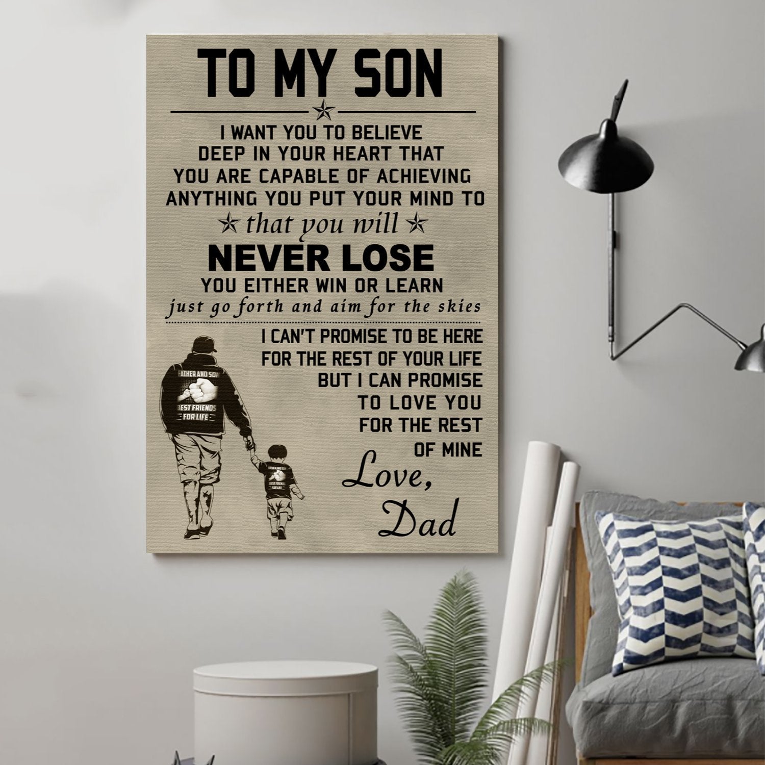 Family Canvas Dad to son Never lose wall decor visual art 1598332154276.jpg