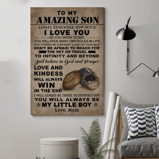 American football Canvas Mom to Son always remember wall decor visual art 1598332363596.jpg