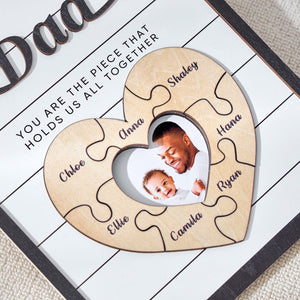 Custom Father's Day Puzzle Sign, Gift from Kids, The Piece That Holds Us Together, Picture Frame Sign, Unique Gifts for Dad, Gift for Granpa