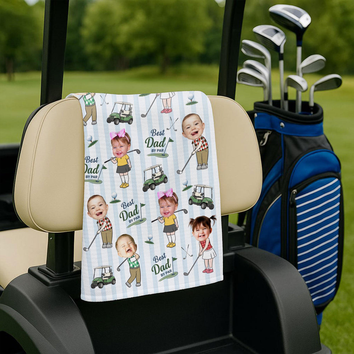 Personalized Baby Photo Golf Towel for Dad, Kids Photo Golf Towel, Best Dad By Par Towel, Fathers Day Gift For Husband, Golf Dad Gift