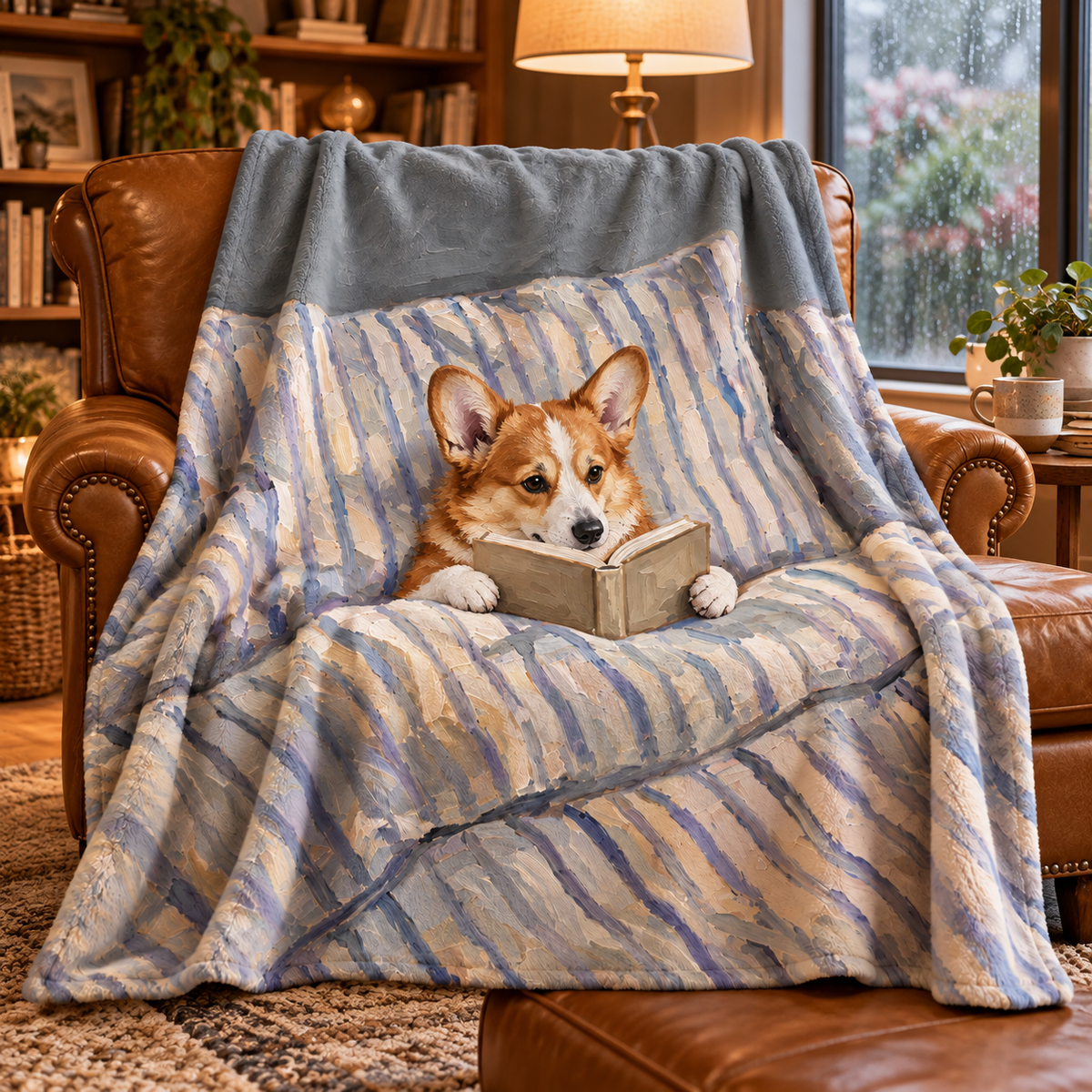 Personalized Pet Reading Fleece Blanket – Custom Pet Portrait Gift for Dog Lovers & Book Lovers 15e32594-1b05-4766-9d5c-59b9dc7441a2-Ch-n-n-Corgi-c-s-ch-2.png