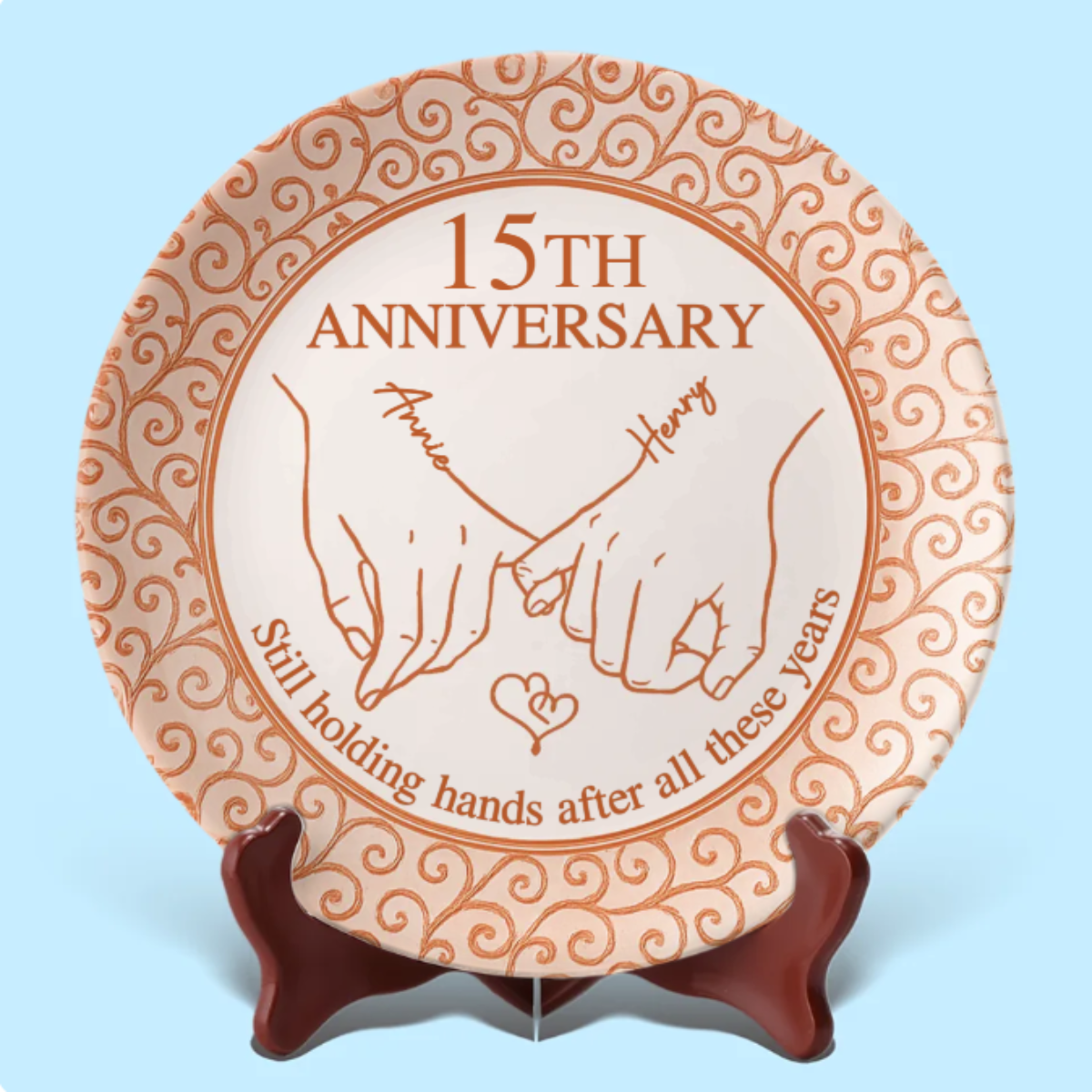 Still Holding Hands After All These Years - Personalized Ceramic Plate - Anniversary Gift For Couple