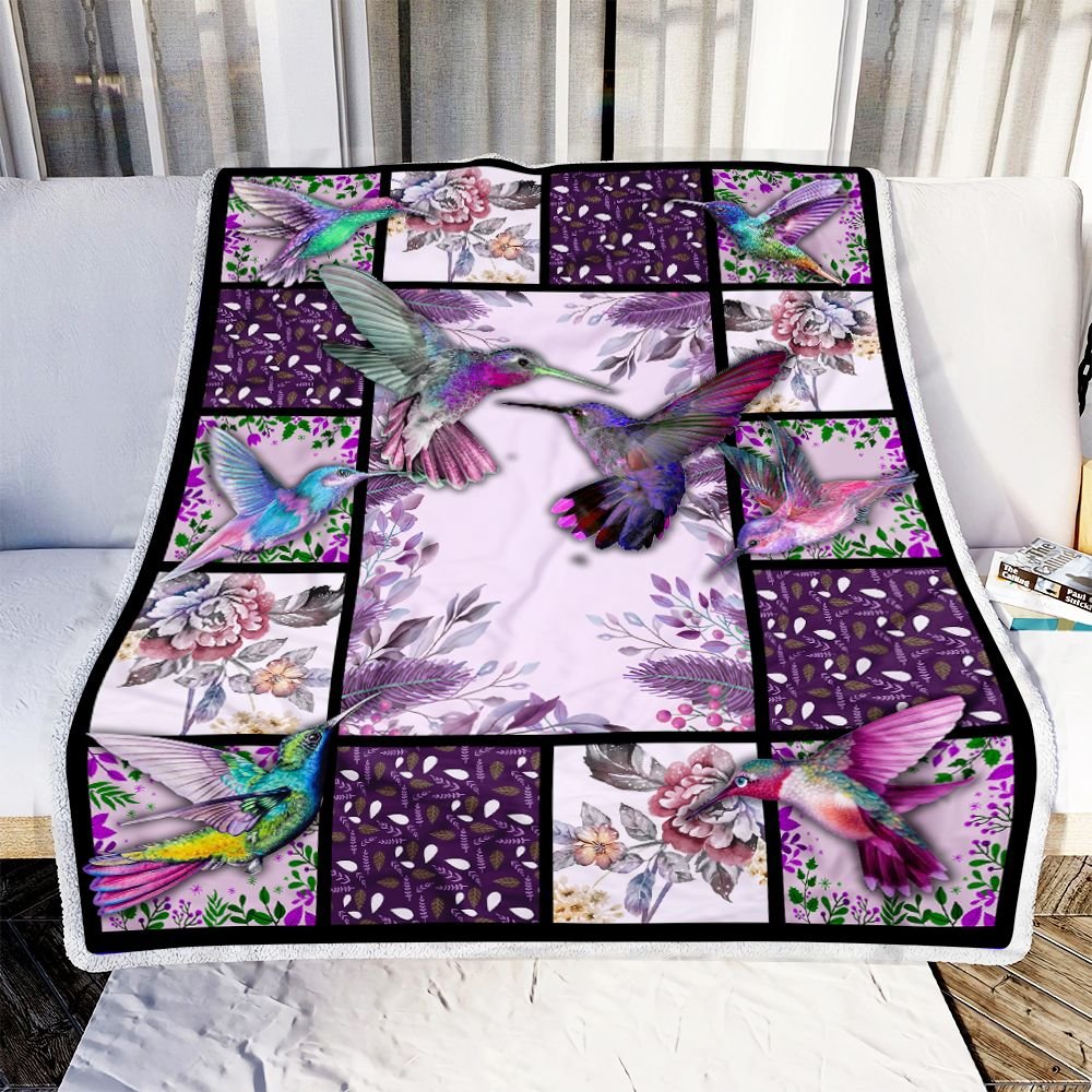 Hummingbird Blanket, Hummingbird Lover Purple Blanket 1603217308136.jpg