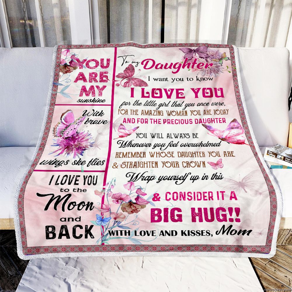 Gift For Daughter Blanket, Pink Butterfly To My Daughter I Want You To Know I Love You - Love From Mom 1603217312316.jpg