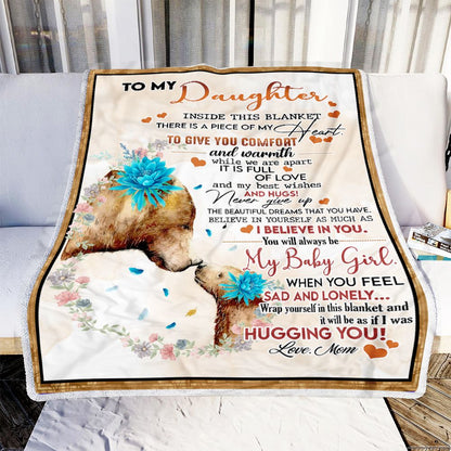 Gift for Daughter Blanket, To My Daughter There Is A Piece Of My Heart Bear 1603217313084.jpg