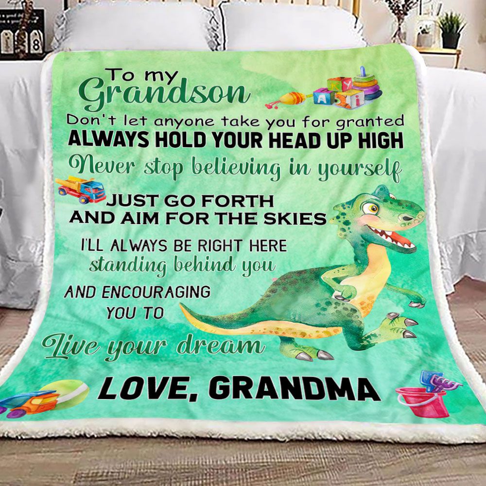 Gift For Grandson Blanket, To Grandson Dinosaur Live Your Dream 1603217313218.jpg