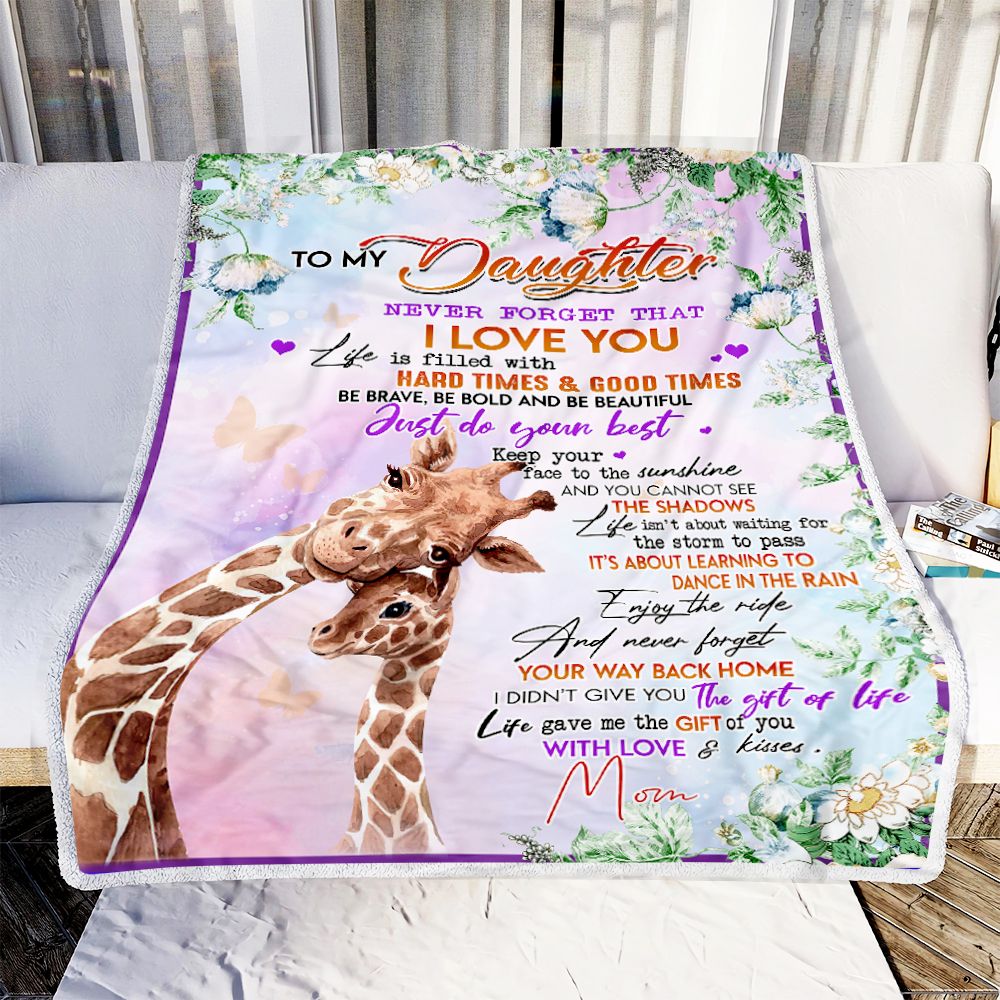 Gift for Daughter Blanket, To My Daughter Never Forget Your Way Back Home Giraffe 1603217314372.jpg