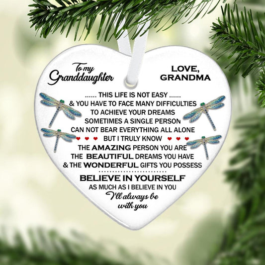 To My Granddaughter Heart Ceramic Ornament - Gift For Granddaughter - Christmas Ornament | Christmas Gift 1604943044761.jpg