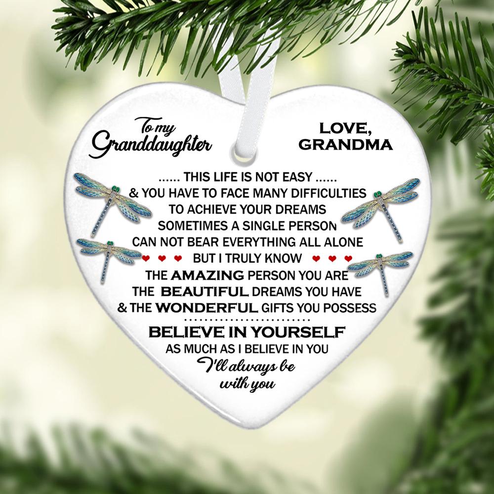 To My Granddaughter Heart Ceramic Ornament - Gift For Granddaughter - Christmas Ornament | Christmas Gift 1604943044761.jpg