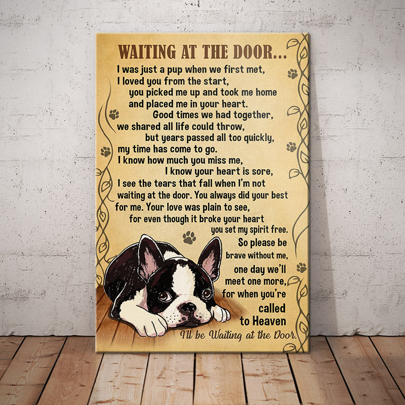 Boston Terrier Dog Memorial Portrait Canvas Waiting At The Door Gift For Friend Family Home Decor Wall Art Visual Art 1605545951731.jpg