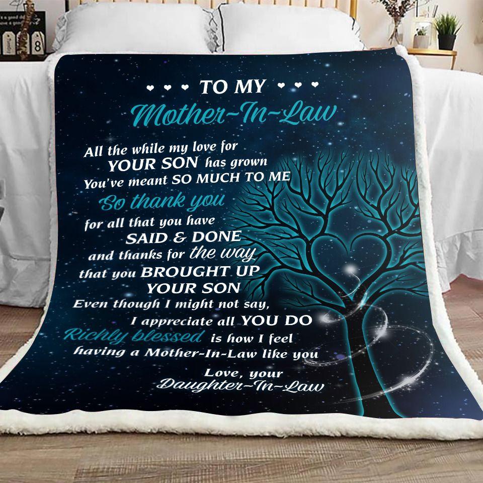 Gift For Mother Blanket, To My Mother In Law All The While My Love For Your Son 1605630977041.jpg