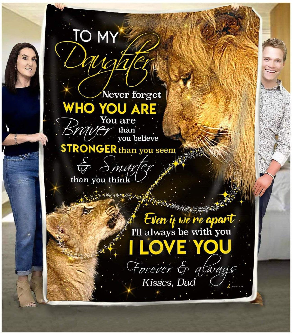 Gift For Daughter Blanket, To My Daughter Never Forget Who You Are - Kisses, Lion Dad 1605630977917.jpg