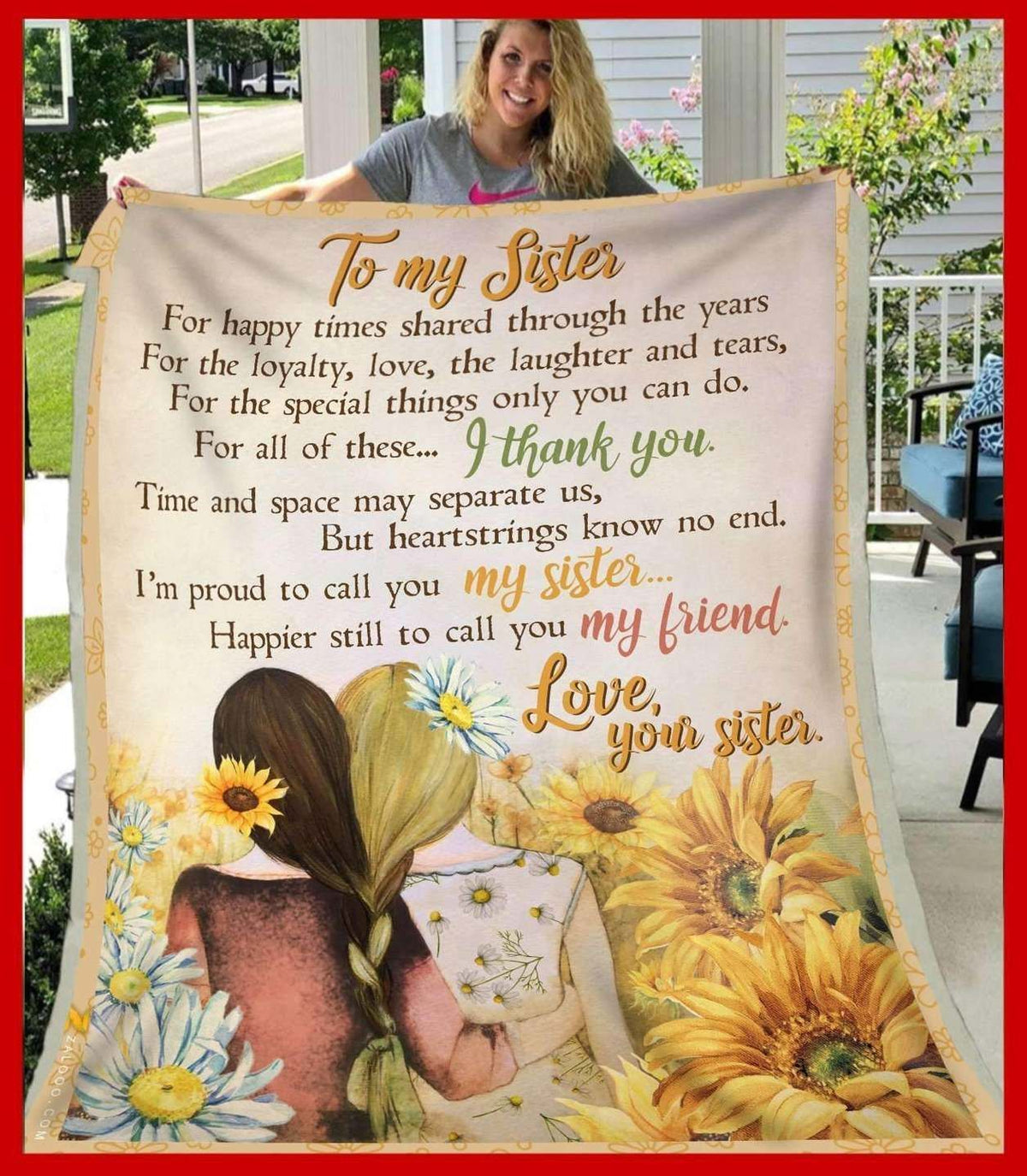 Gift For Sister Blanket, Sunflower To My Sister Happier Still To Call You My Friend 1605630978712.jpg